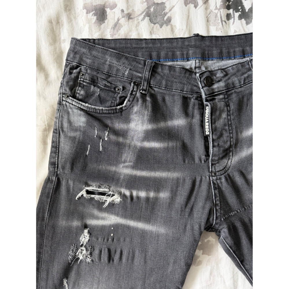 Dsquared2 Skater Jeans Black Distressed Ripped Paint Splatter Denim Pants Italy